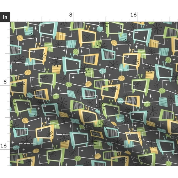 Retro Atomic Midcentury Modern Abstract Fabric Printed by Spoonflower BTY